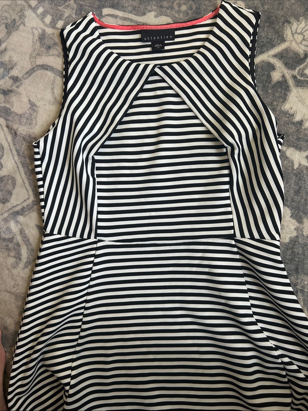 attention Black & White Striped Sleeveless Mini Dress
